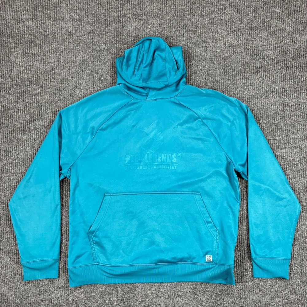 Reel Legends Performance Outfitters Fleece Hoodie Mens XL Blue Pullover Pocket